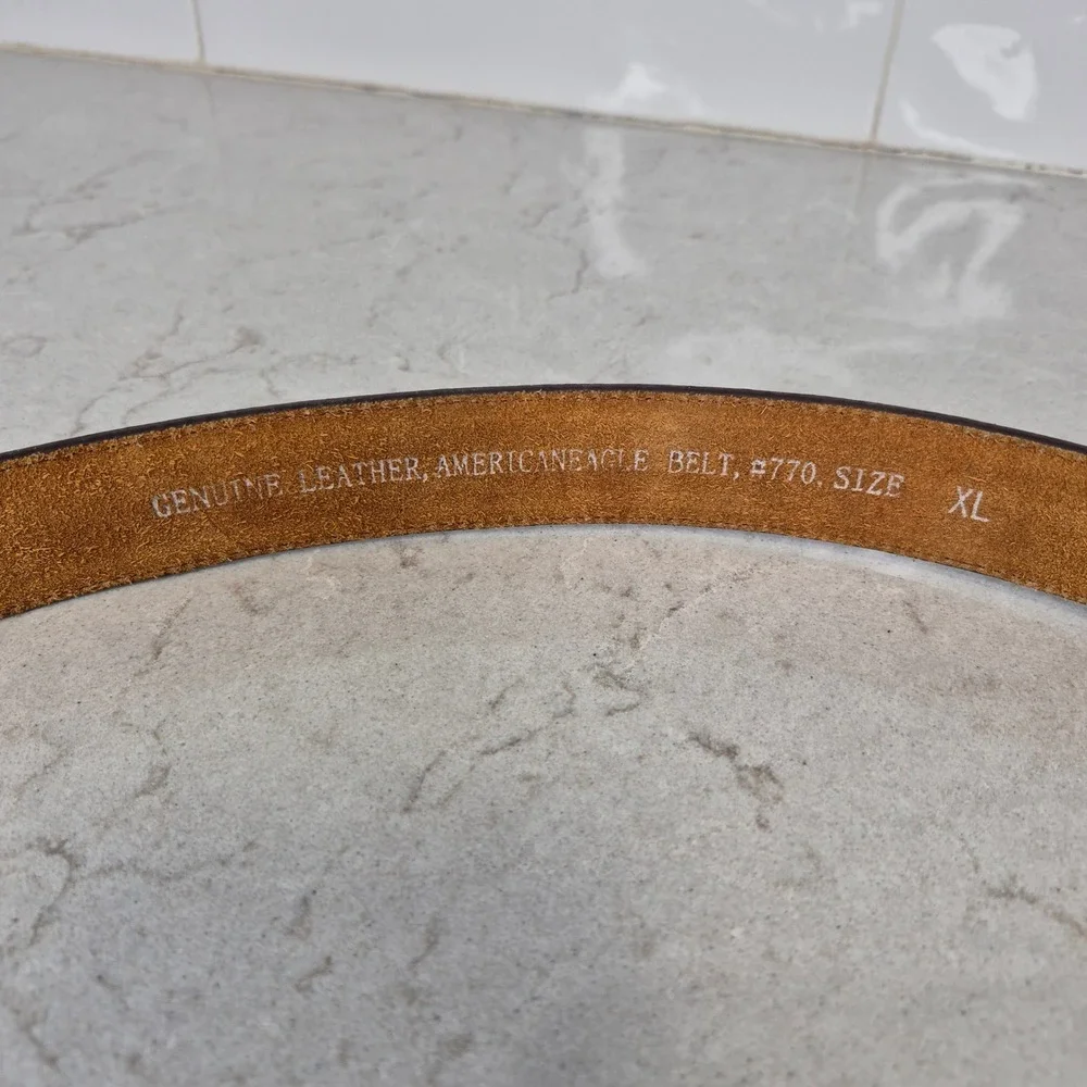 American Eagle Belt Embossed Eagle USA XL Brown Mens